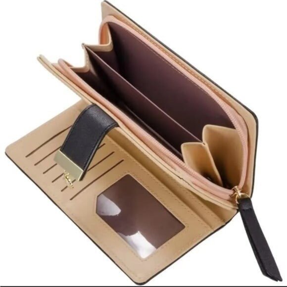 Women’s Brown Faux Leather Gold Leaf Clutch Wallet - Picture 4 of 4